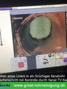 Zwischenschnitt mit Kontrolle durch Kanal-TV-Kamera